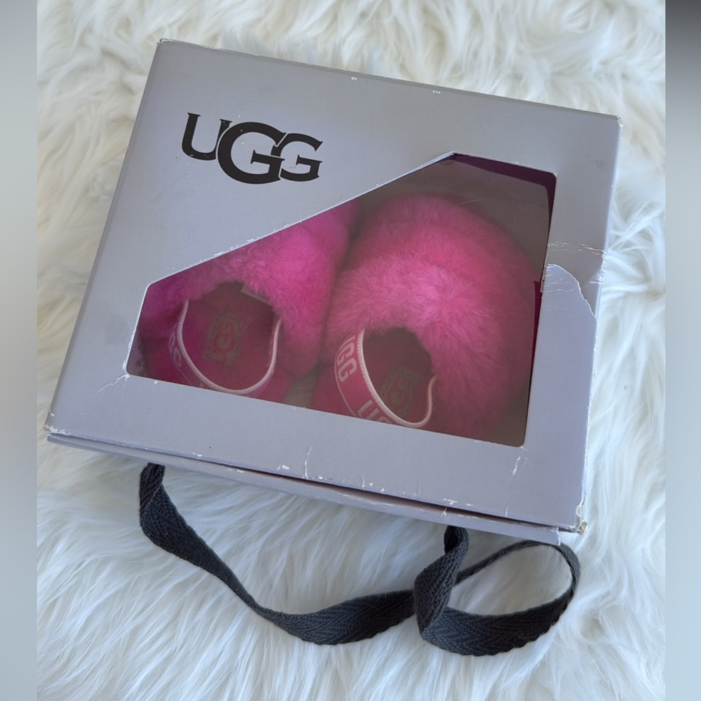 UGG Vibrant Pink Fluffy Slippers